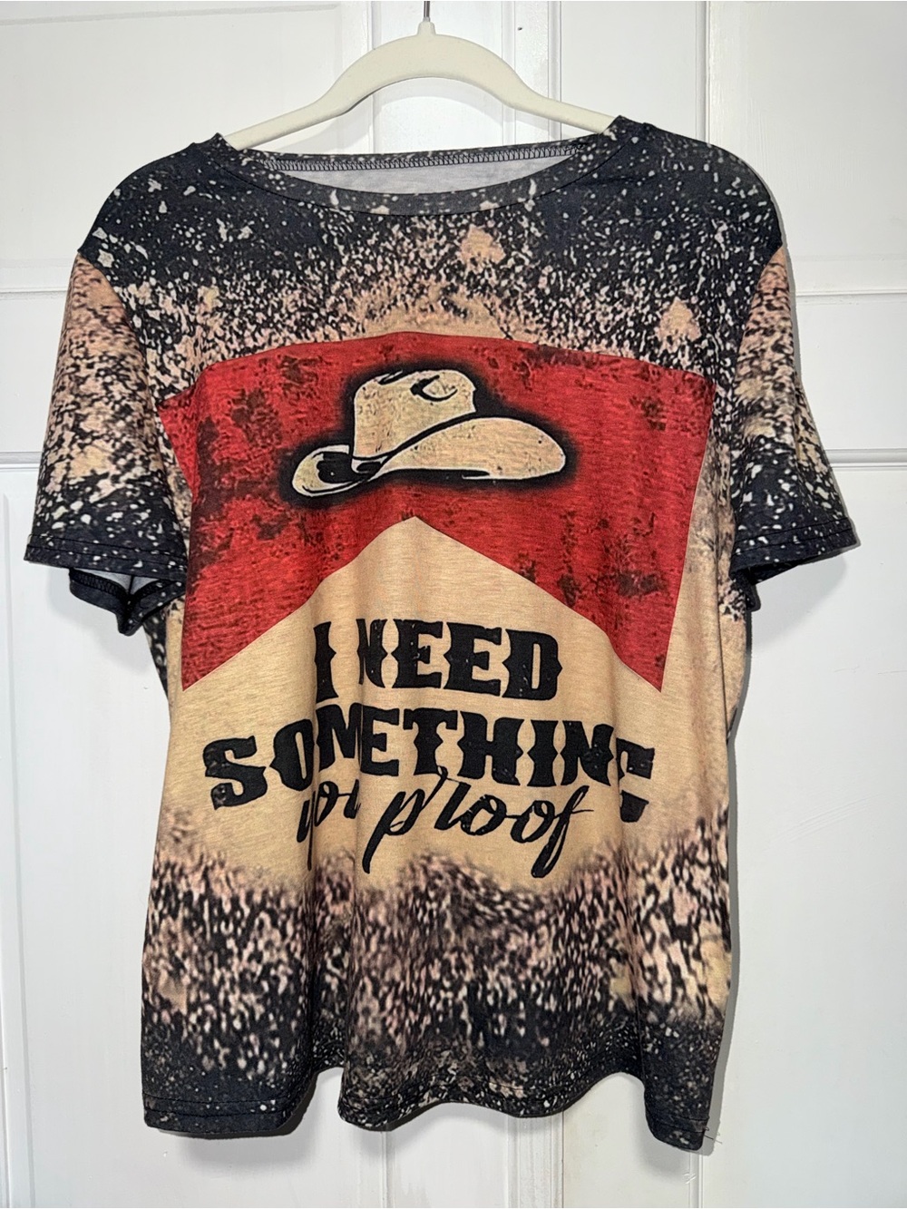 SHEIN Beige Red & Black Cowboy Graphic Tee